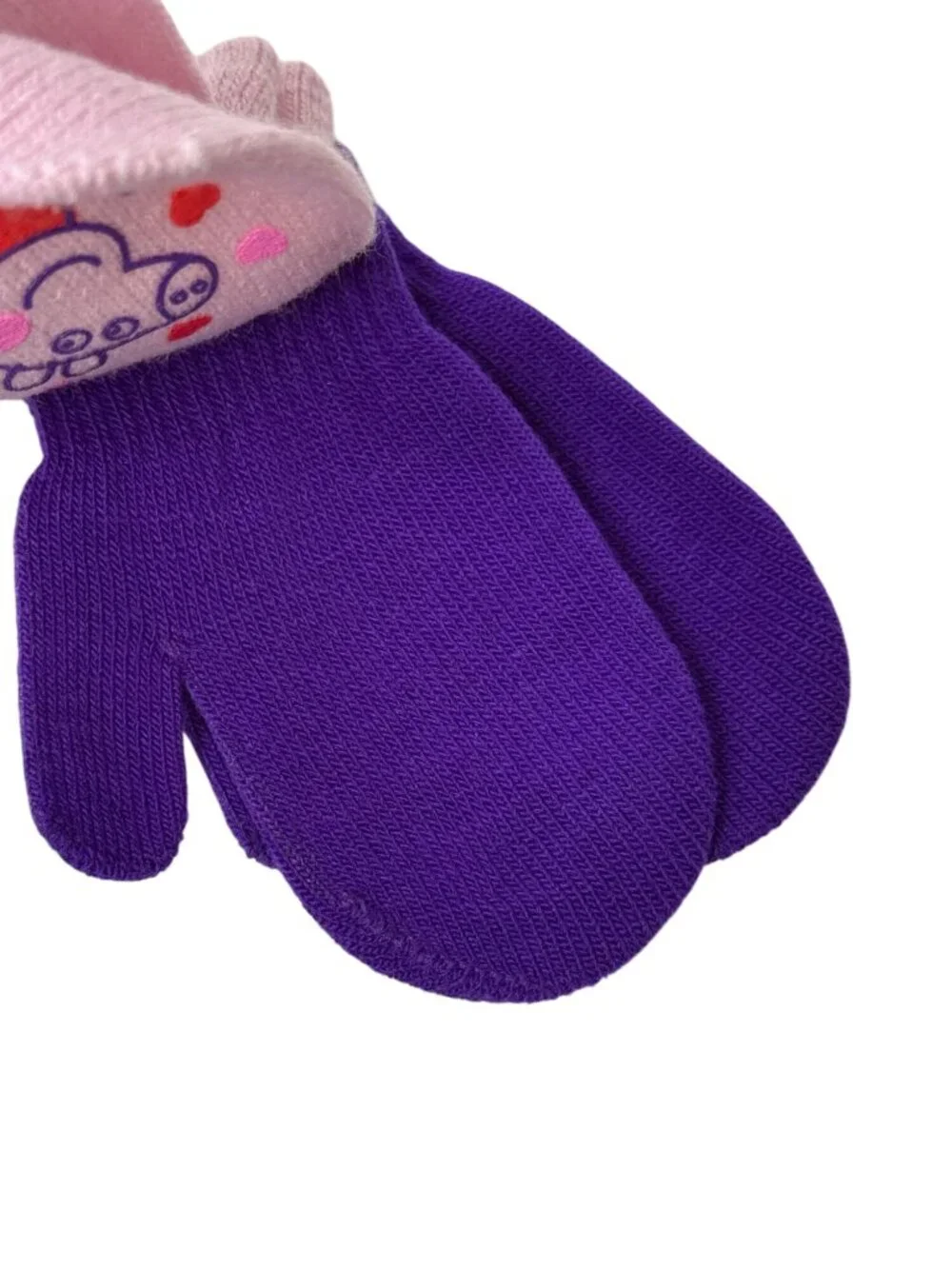 Peppa Pig Mittens Girls Gloves Winter Set Pink Purple 2 Piece Graphic